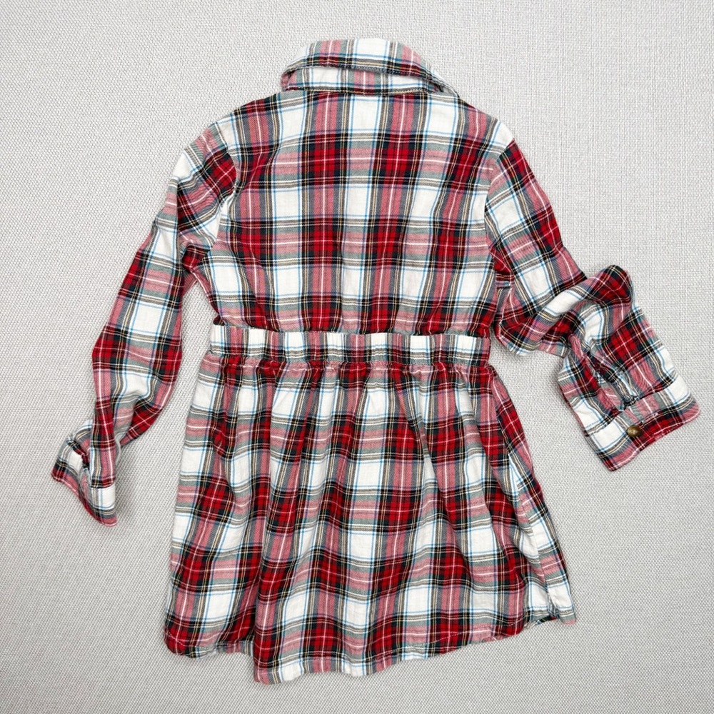 Baby Gap Red Green Plaid Flannel Shirtdress Holiday Christmas Size XS 4/5 - Picture 2 of 4